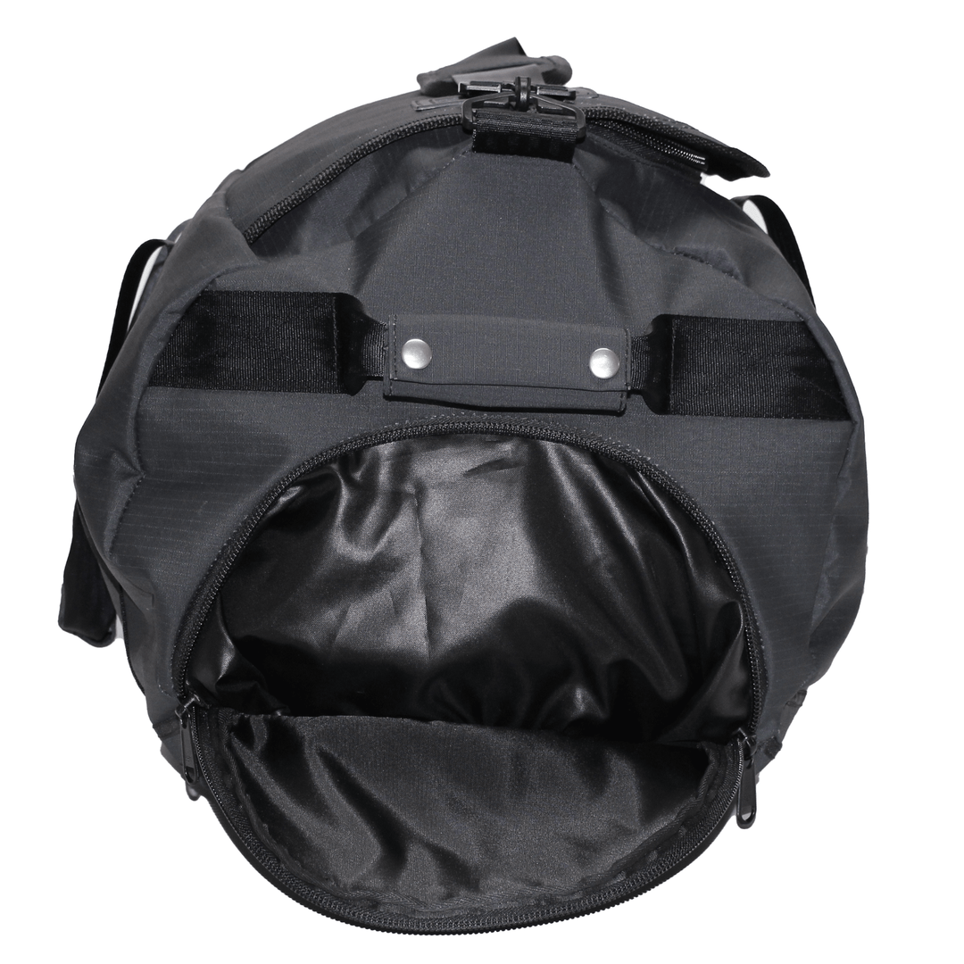 Huxlee Waterproof Duffel Bag - Gun Metal - 95L Side View Open